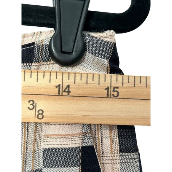 Pretty Garbage Pants Womens Size L Black Beige Checkered Plaid Wide Leg Boho - Picture 12 of 16